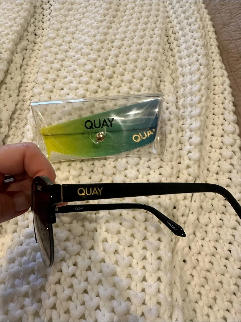Quay Australia Black Aviator Sunglasses with Gradient Lenses